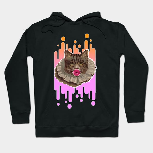 Cat With Lips Art Hoodie by BAH